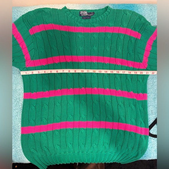 🔥Vintage Ralph Lauren Green and Pink Striped Sweater🔥 - Picture 5 of 5